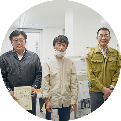 本社　検査計画部　古舘 岳実さん　辻 哲平さん　藤田 斎さん
